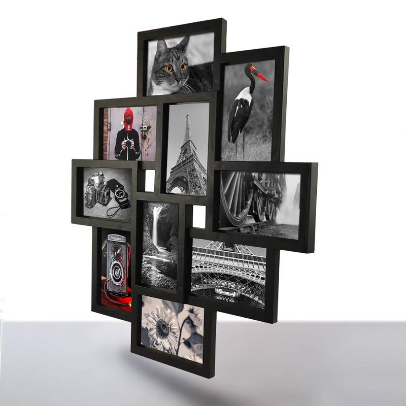 Lavezee 10 Opening 4x6 Black Collage Picture Frame Wall Hanging for 4 by 6 inch Multiple Photo Frames - Image 3